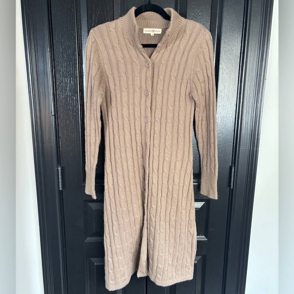Altar'd State Taupe Long Knit Cardigan
